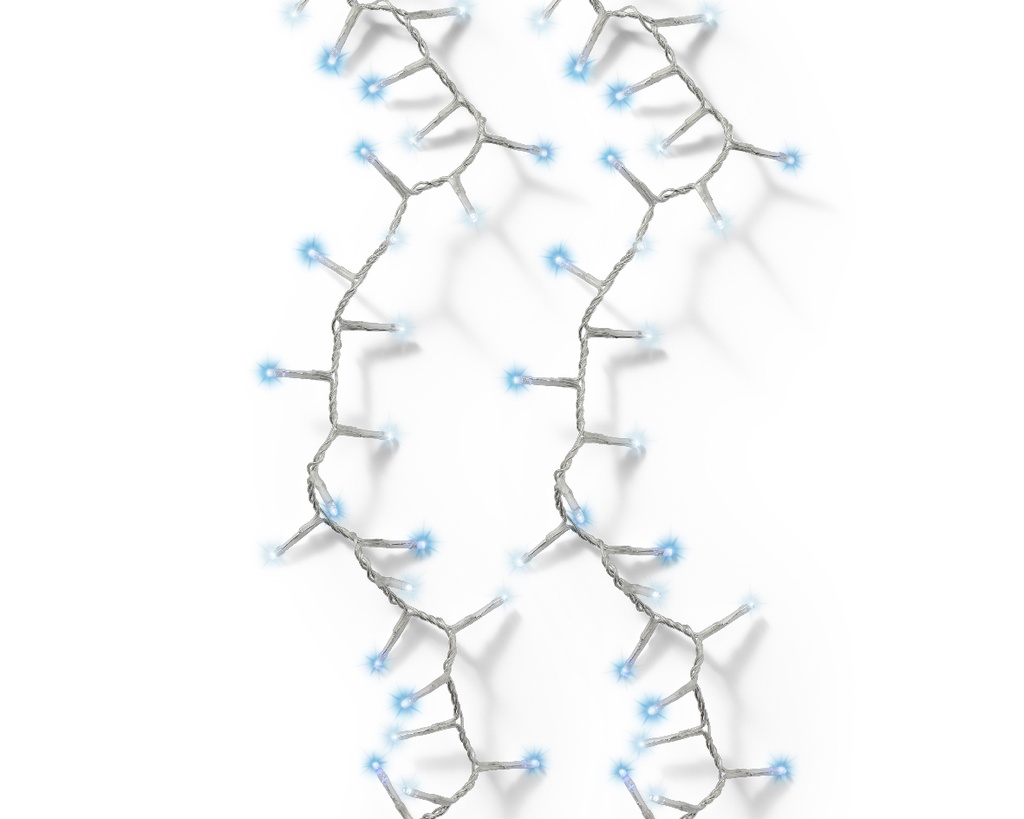 Lumineo | Verlichting Compact Twinkle In/Outdoor 1000 Leds Koel Wit/Blauw Snoer Transparant 22,5m + 5m Aanloopsnoer 8 Functies