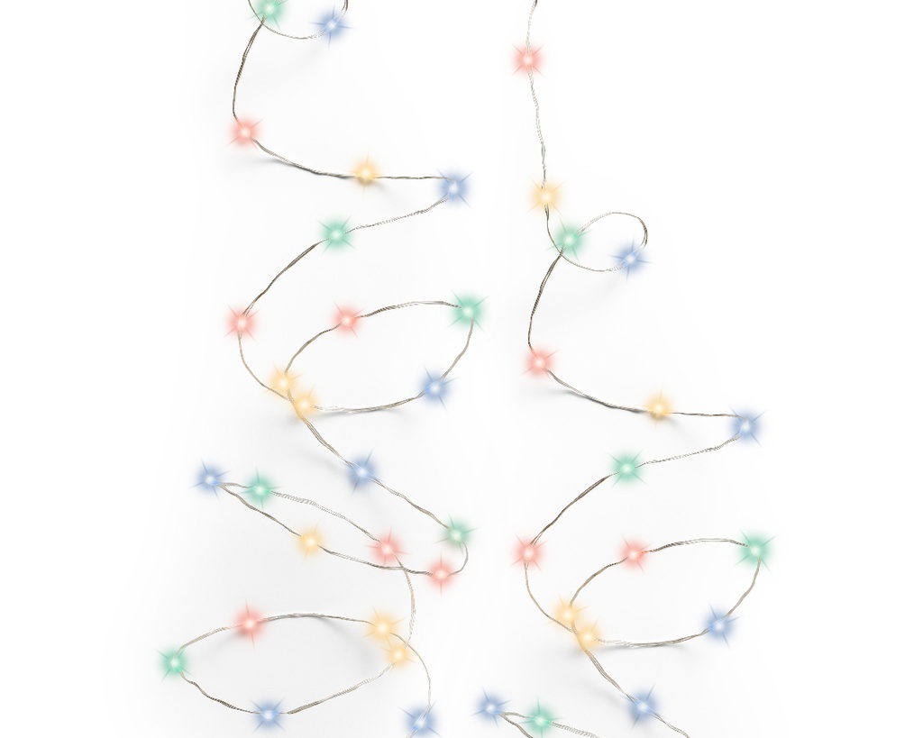 Lumineo | Verlichting Micro-LED Twinkle In/Outdoor 240 Leds Multicolor Snoer Zilver 12m + 5m Aanloopsnoer 8 Functies