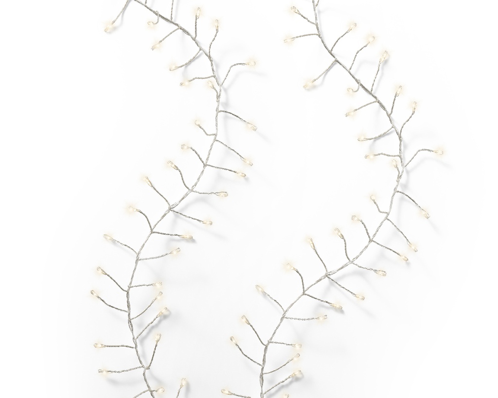 Lumineo | Verlichting Compact Micro Lichtsnoer In/Outdoor 360 Leds Warm Wit Snoer Zilver 4,5m + 5m Aanloopsnoer 8 Functies