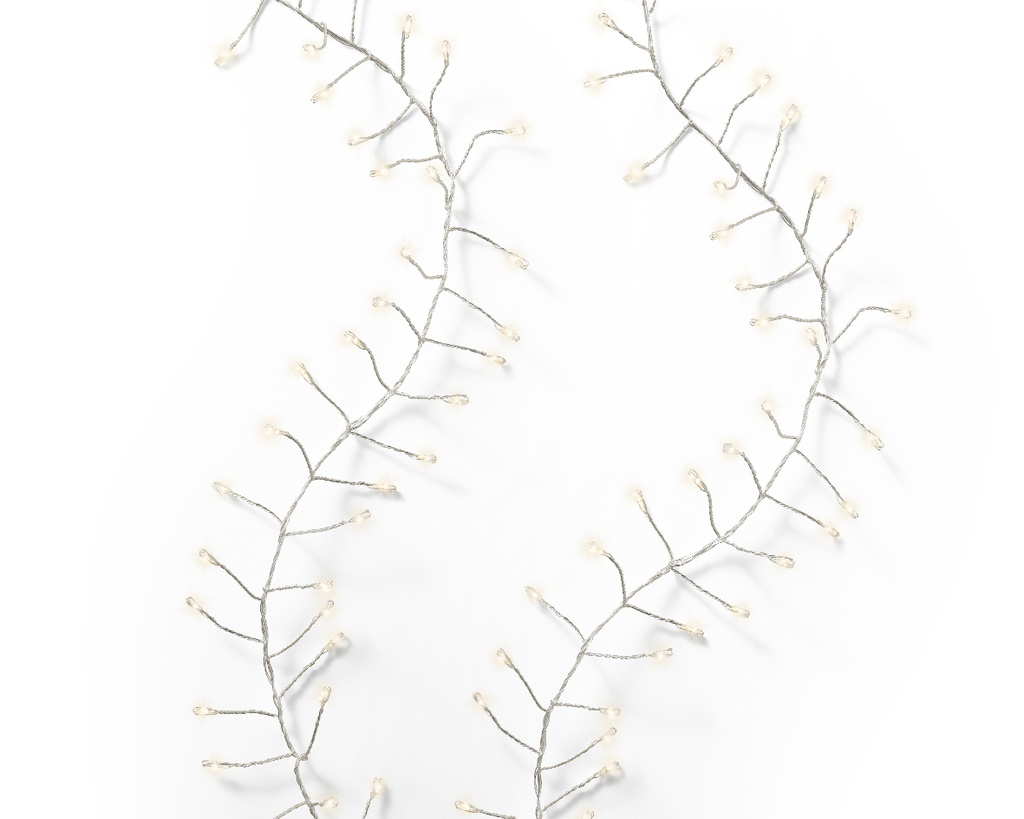 Lumineo | Verlichting Compact Micro Lichtsnoer In/Outdoor 1440 Leds Warm Wit Snoer Zilver 18m + 5m Aanloopsnoer 8 Functies