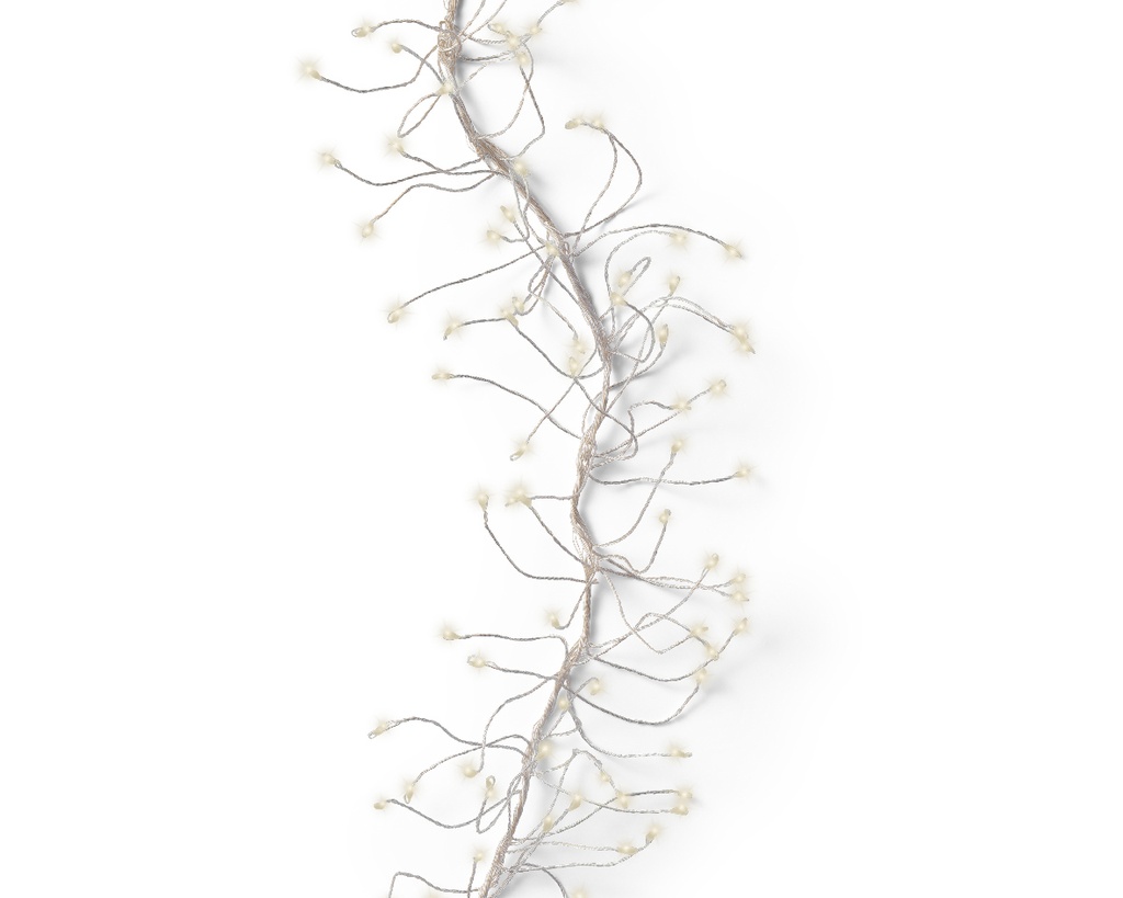 Lumineo | Verlichting Cluster Micro Lichtsnoer In/Outdoor  480 Leds Warm Wit Snoer Zilver 3m + 5m Aanloopsnoer 8 Functies