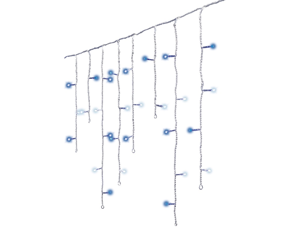 Lumineo | Verlichting Icicle Twinkle In/Outdoor 490 Leds Cool Wit/Blauw Snoer Transparant 20m + 5m Aanloopsnoer 8 Functies