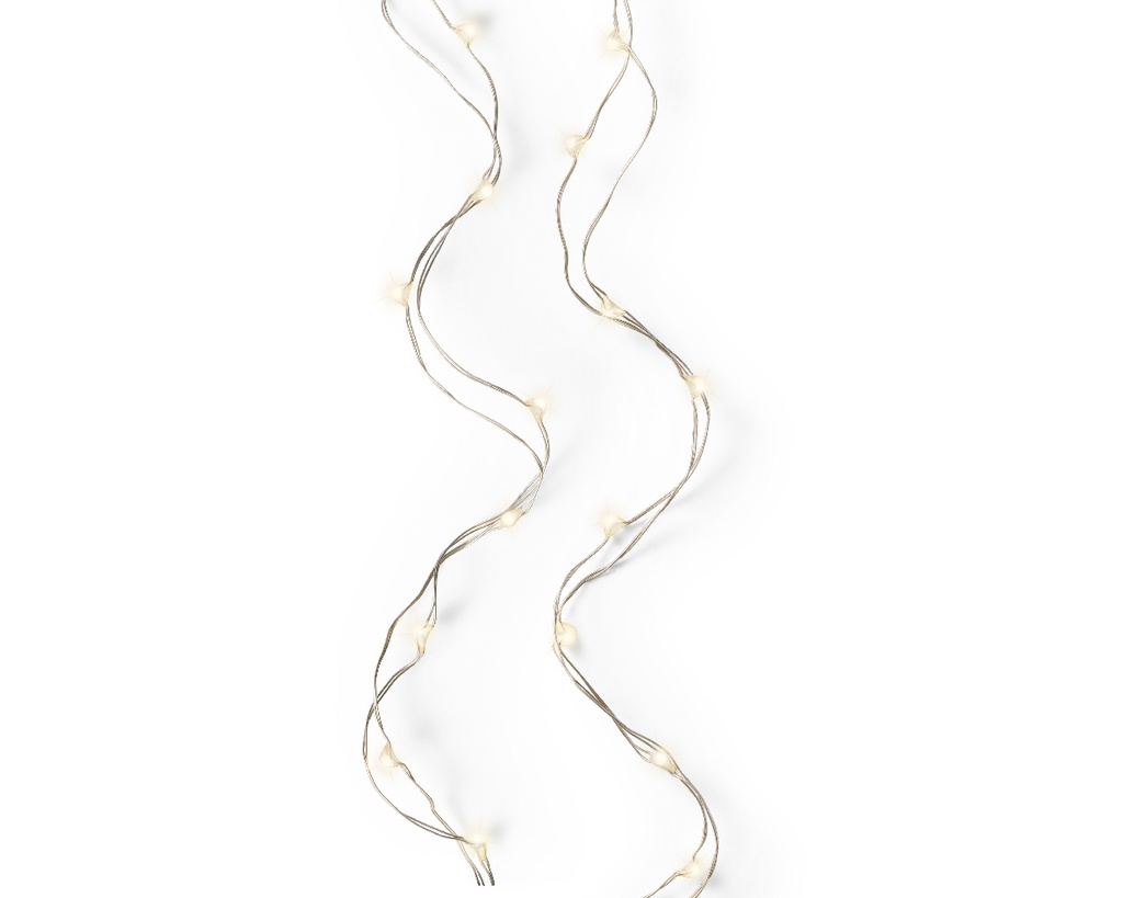 Lumineo | Verlichting Micro Lichtslinger Indoor 40 Leds Warm Wit Snoer Zilver 1,95m Batterij (niet inbegrepen)