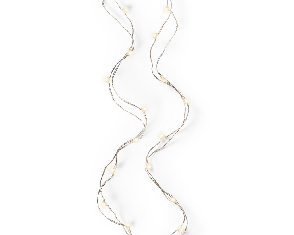 Lumineo | Verlichting Micro Lichtslinger Indoor 100 Leds Warm Wit Snoer Zilver 4,95m Batterij (niet inbegrepen)