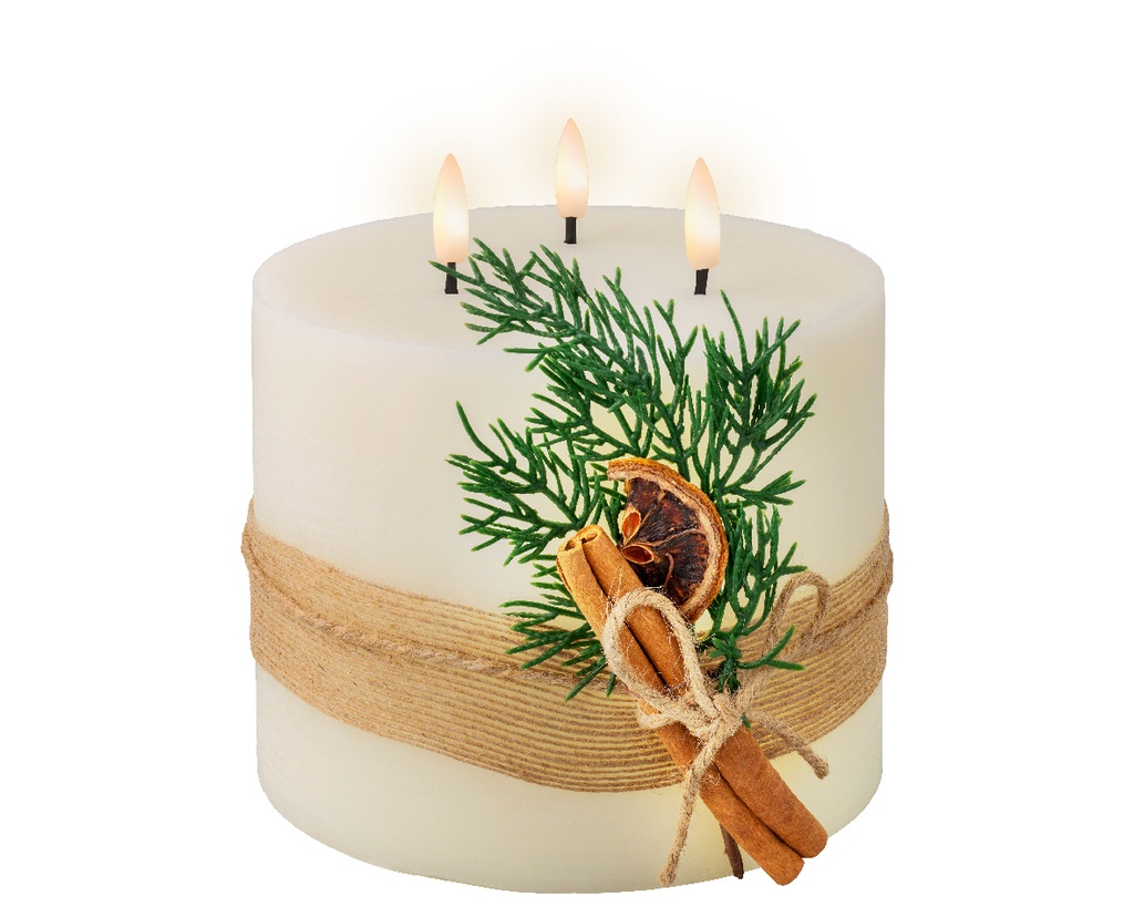 Lumineo | Verlichting Kaars Led Bewegende Vlammen Dennentak/Kanneel/Citrus Batterij (niet inbegrepen)
