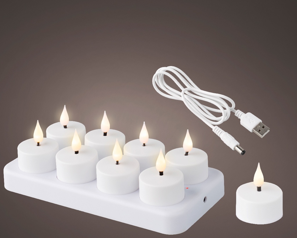Lumineo | Kaars Theelicht Led Oplaadbaar Set van 8