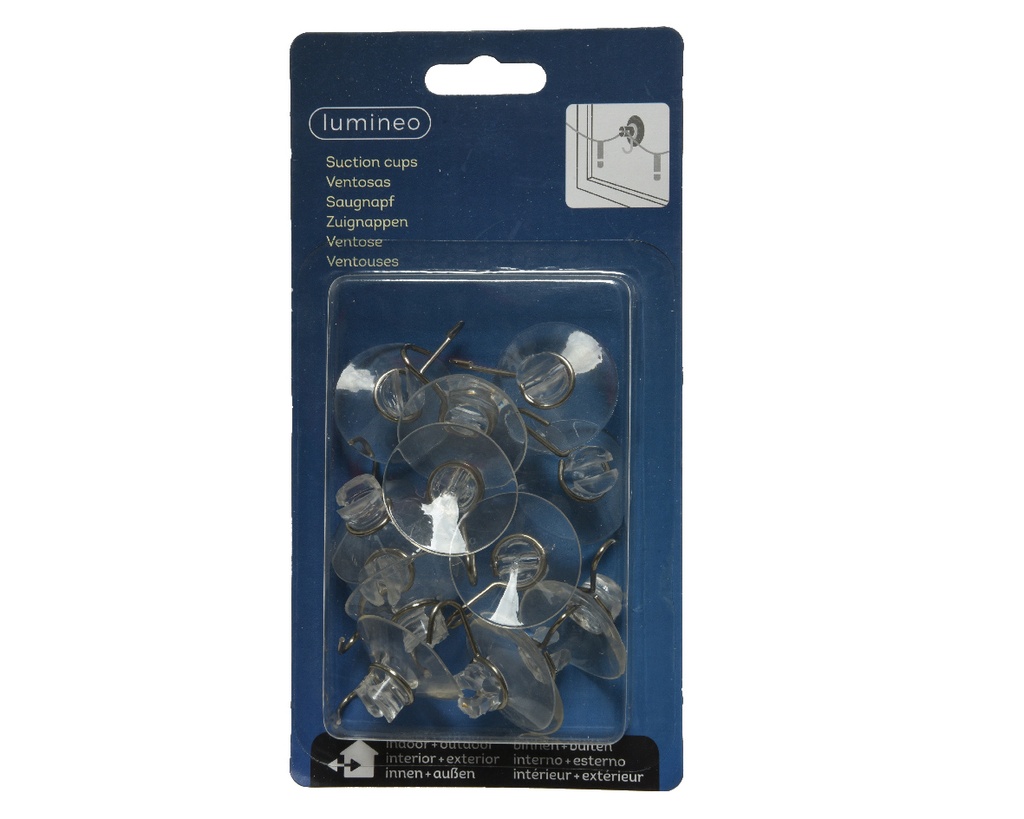 Lumineo | Zuignap Transparant In/Outdoor met Haakje 12-pack