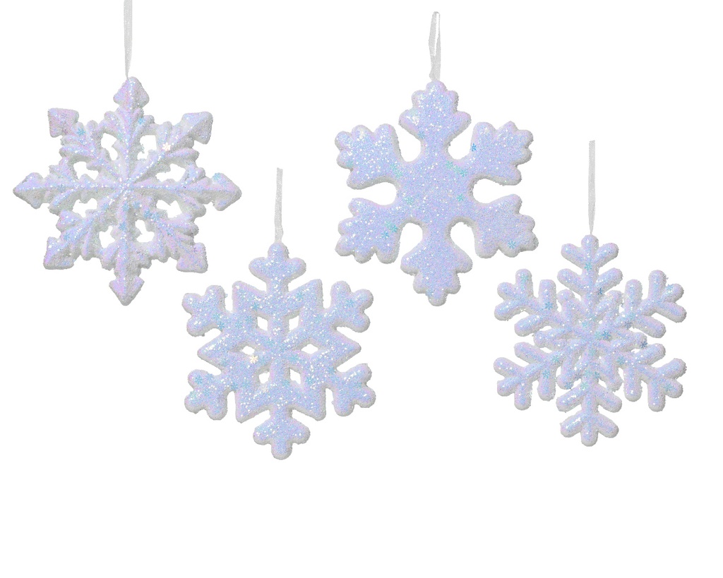Kaemingk | Hangfiguur Sneeuwvlok Foam Assortiment Wit/Glitter