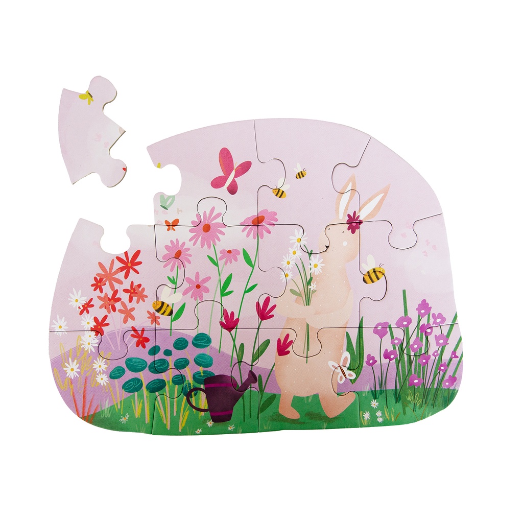 Trixie | Vormenpuzzel Mrs. Rabbits Bloemen 12 stukjes