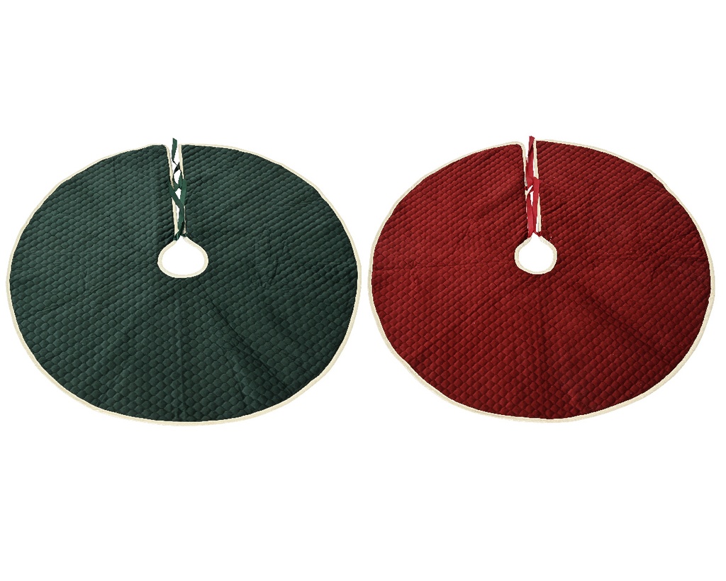 Kaemingk | Kersttapijt Boomtapijt Fluweel Assortiment Groen/Rood Ø100cm