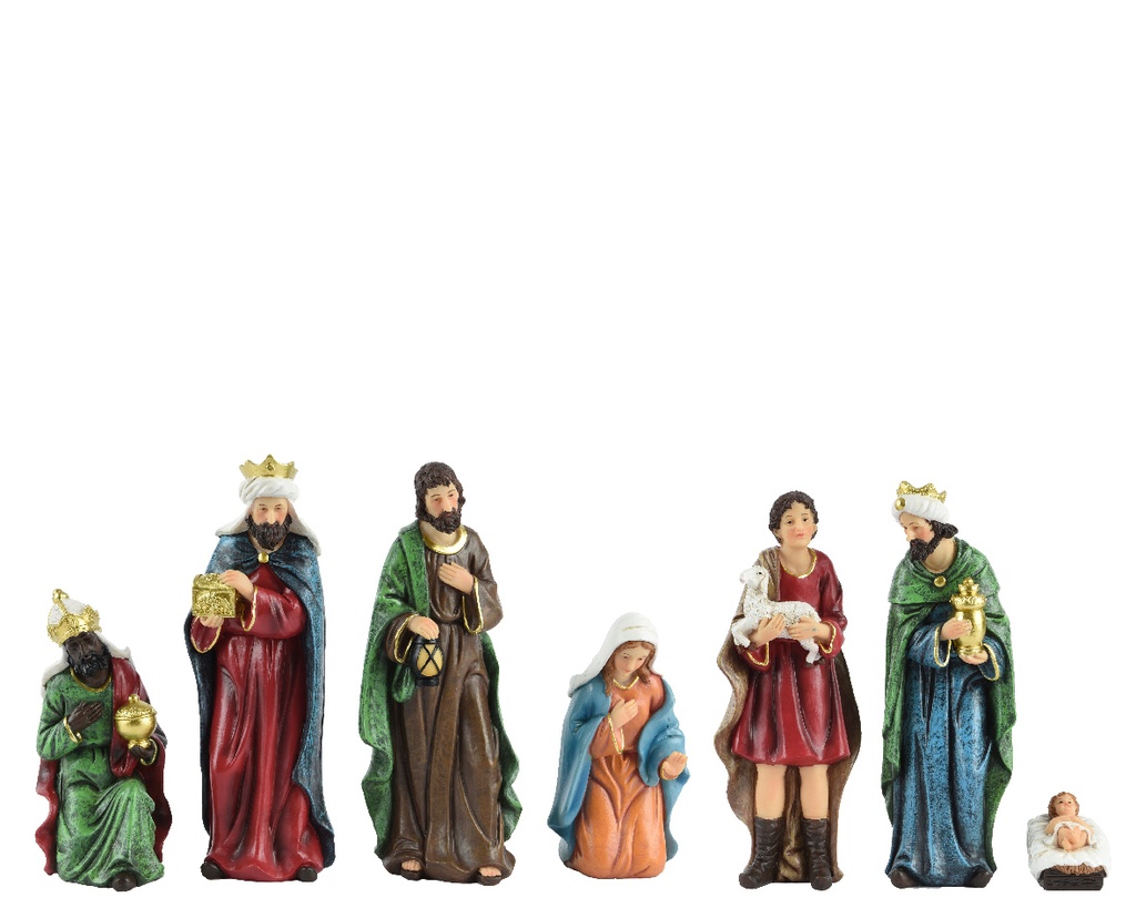 Kaemingk | Kerstbeelden Set Polyresin Maria/Jezus/Jozef/ Herder/3 Koningen 7-pack