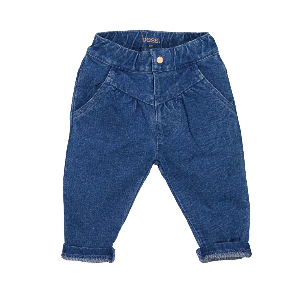 Bess | Broek Girls Pleated Jog Denim Stone Wash