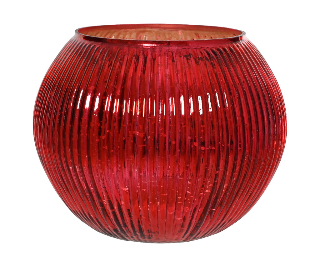 Kaemingk | Theelichthouder Glas Rood Ø18cmx15cm