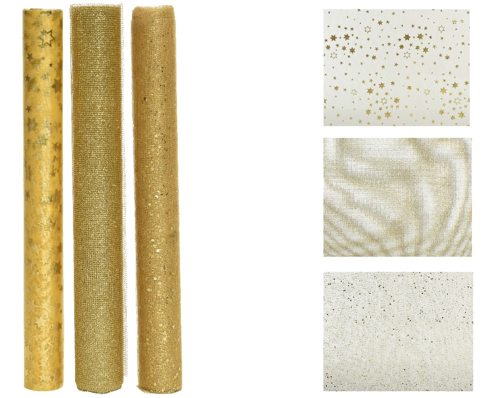 Kaemingk | Decoratie Stof Organza Mesh Assortiment Goud