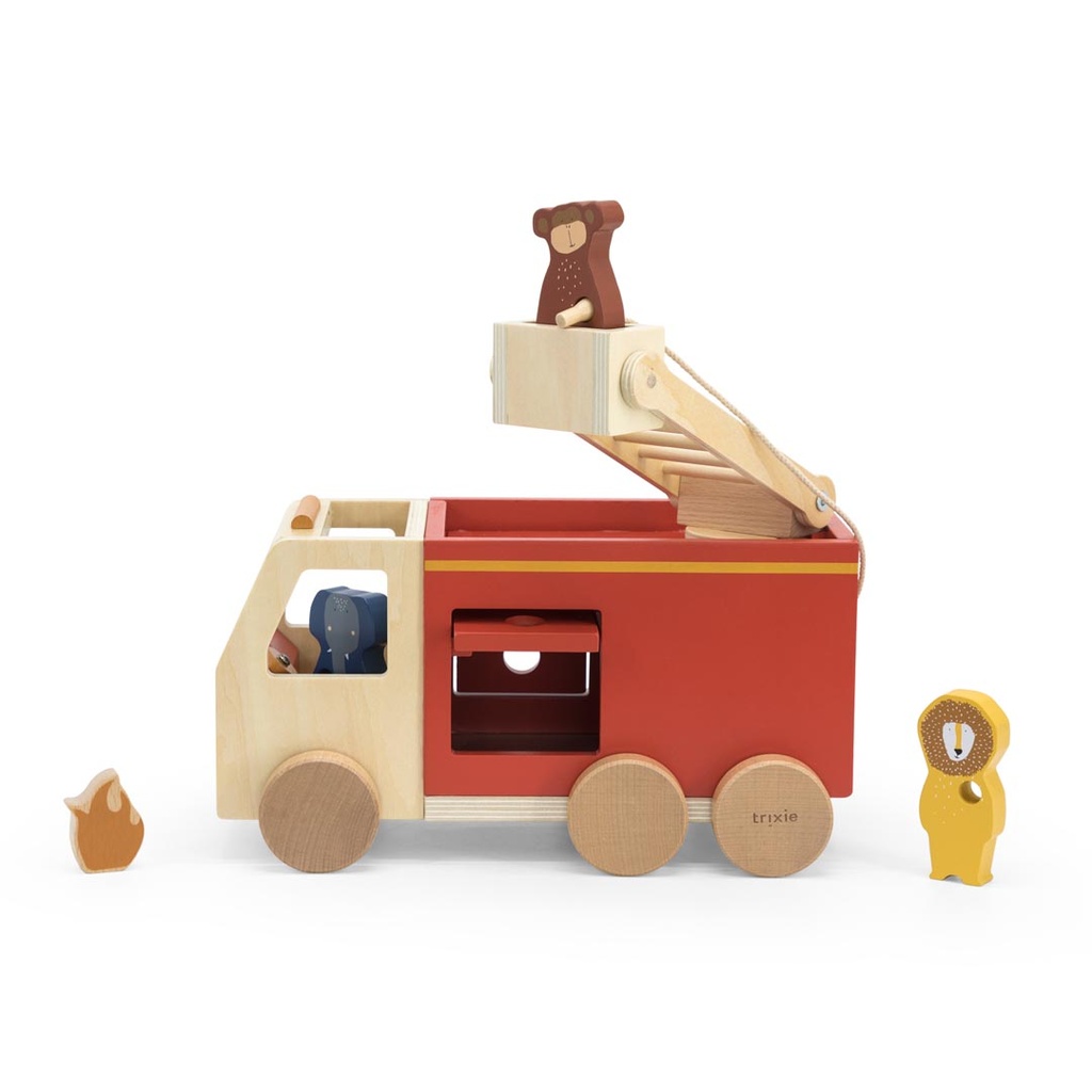 Trixie | Speelset Brandweerwagen Hout Rood