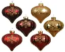 Decoris | Hangfiguur Glas Ui Snowflake Goud/Rood/Bruin 4-pack Assortiment 