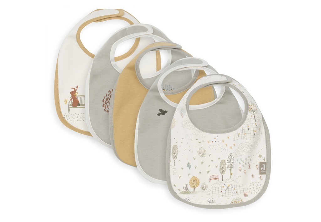 Jollein | Slabbetje Tiny Park Jersey Waterproof Velcro Sluiting 5-pack