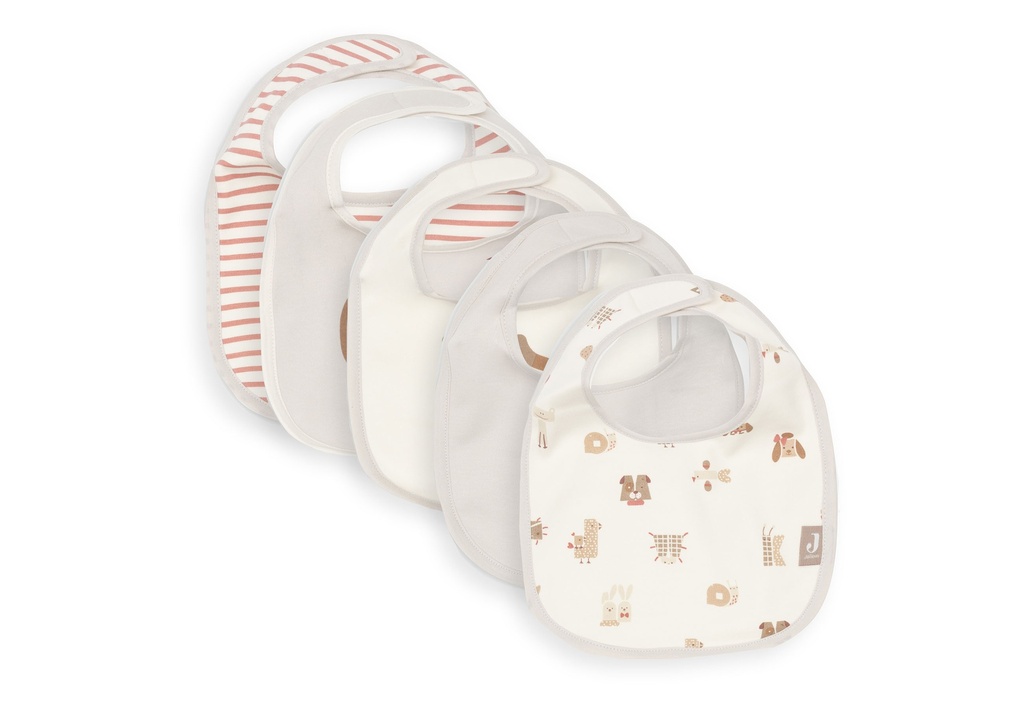 Jollein | Slabbetje Animal Friends Jersey Waterproof Velcrosluiting 5-pack