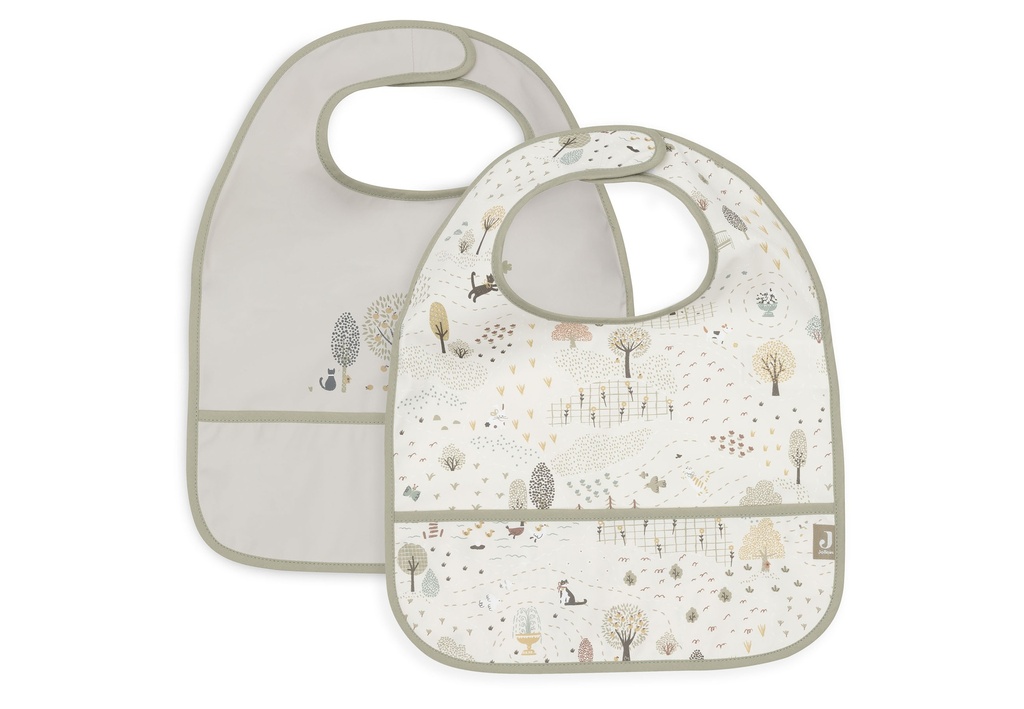 Jollein | Slabbetje Tiny Park Waterproof Velcrosluiting 2-pack