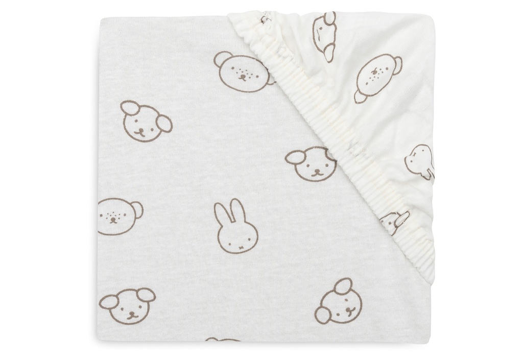 Jollein | Hoeslaken Miffy and Friends Jersey Wit 70/75x140/150cm
