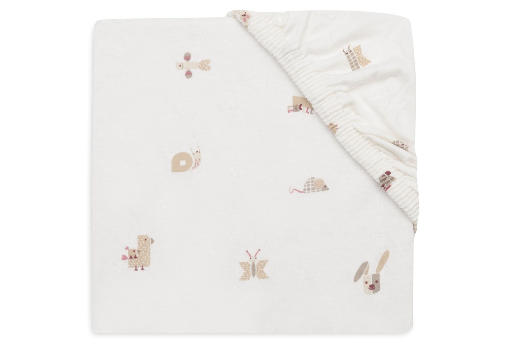 Jollein | Hoeslaken Animal Friends Jersey Wit 70/75x140/150cm
