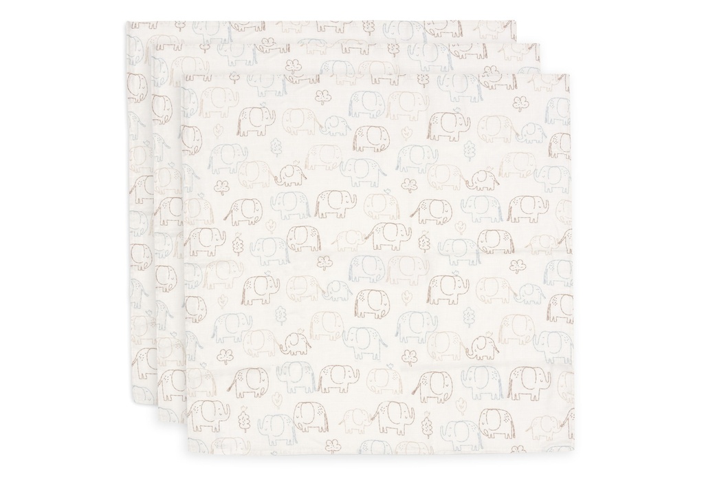 Jollein | Tetra Doek Elephant Tales 70x70cm 3-pack