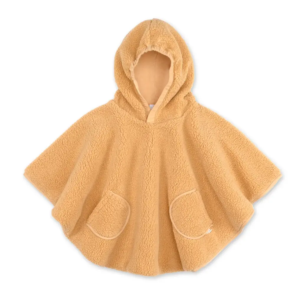 Bemini | Poncho Softy Teddy Ocre Outside Reisponcho Geel 9-36M