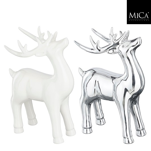 Mica | Beeld Rendier Zilver/Wit Assortiment  18,5x9,5x29cm 
