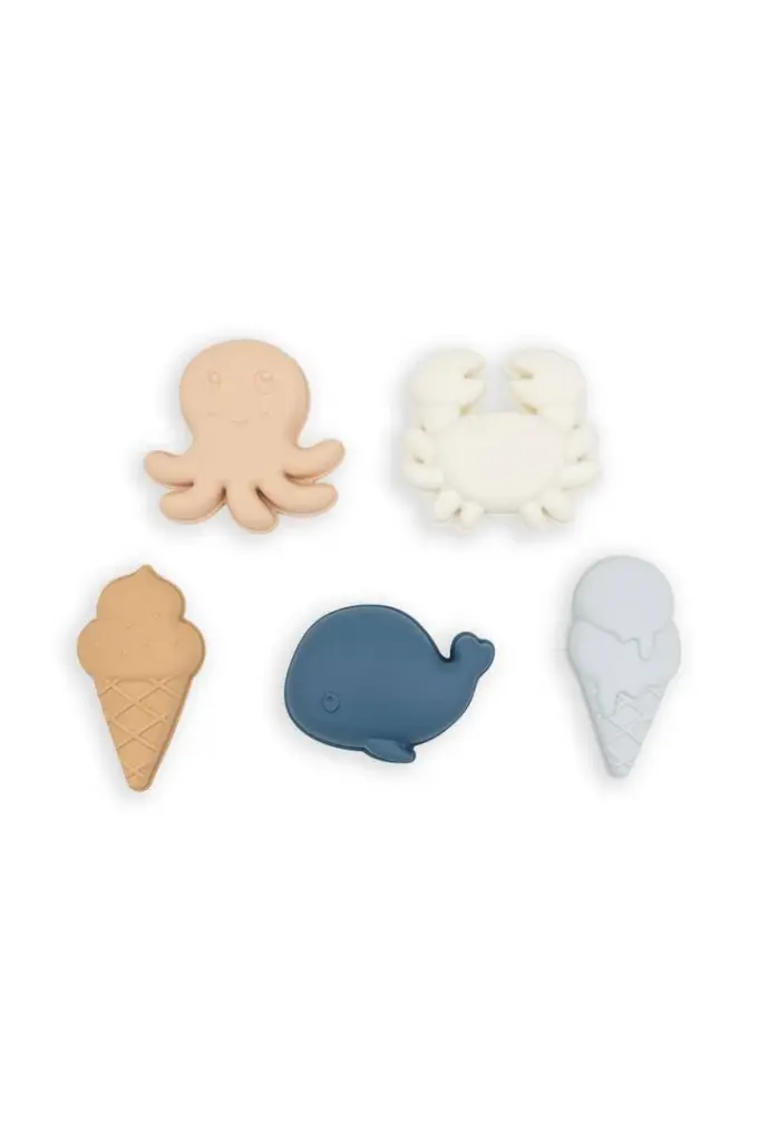 Bamboom | Strandspeelgoed Vormenset Blauw Siliconen 5-pack