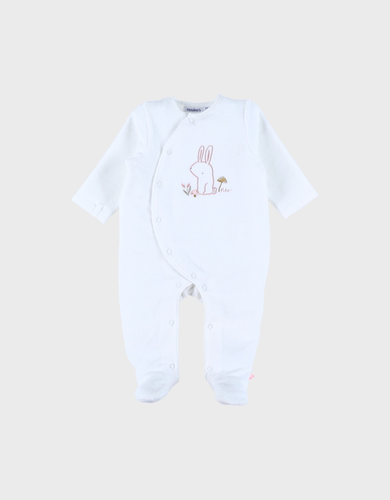 Noukies | Pyjama Autumn Forest Fluweel Wit Konijn