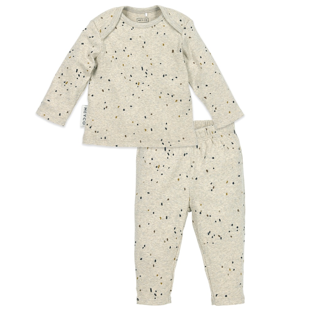 Meyco | Pyjama Rib Mini Spot Sand Melange 2-delig