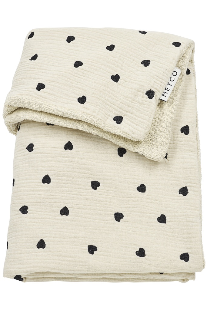 Meyco | Deken Sweet Heart Borduur Hydrofiel/Badstof Soft Sand 100x150cm