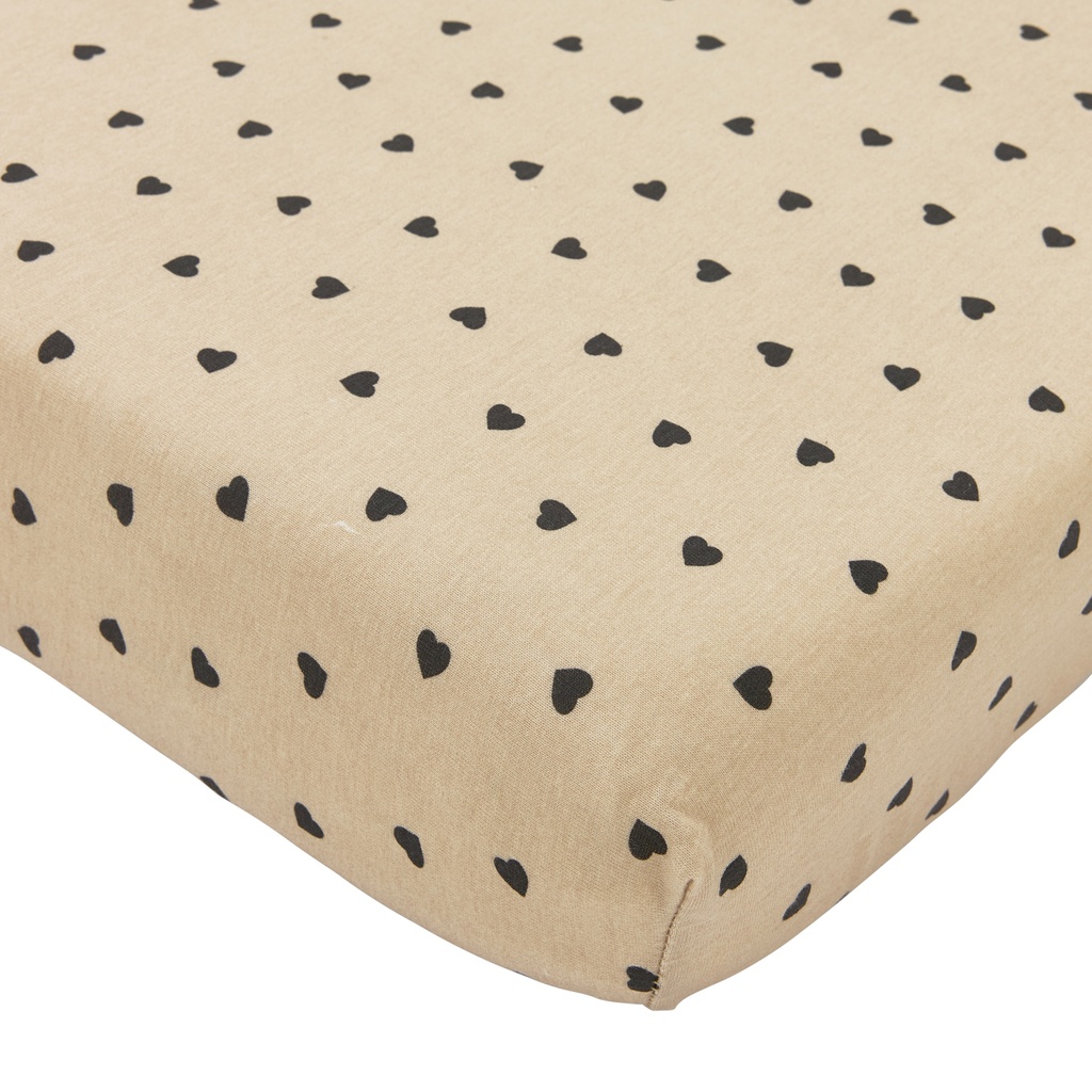 Meyco | Hoeslaken Sweet Heart Jersey Sand/Black 70x140/150cm