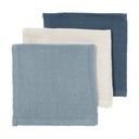Meyco | Monddoekje Pre-washed Naturel/Jeans Blue/Indigo Blauw 30x30cm 3-pack