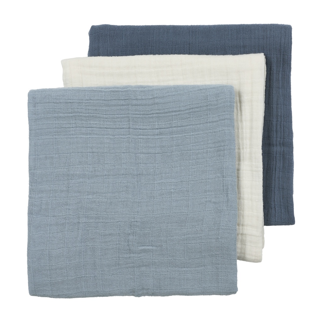 Meyco | Tetra Doek Pre-washed Naturel/Jeans Blue/Indigo Ecru/Blauw 70x70cm 3-pack