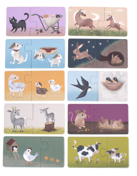 Filibabba | Puzzel Mama en Baby Dieren Op De Boerderij 