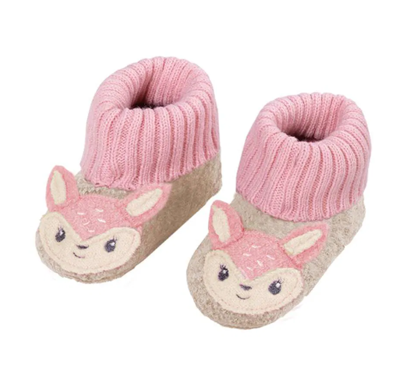 Maximo | Babyslofjes Anti-slip Beigemeliert/Altrosa