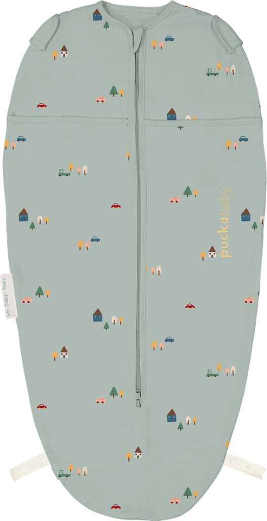 Puckababy | Inbakeren Mini Tiny Village Cotton Groen 3-6m 62-74cm