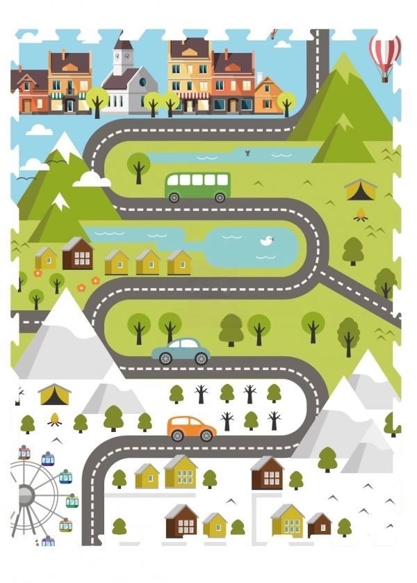 Nido.Nido | Puzzelmat Country To City Map 6-pack 