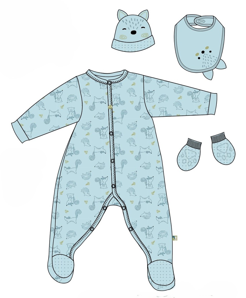 Picco Mini | Giftset Outfit Pyjama/Muts/Slabbetje/Wanten Blue