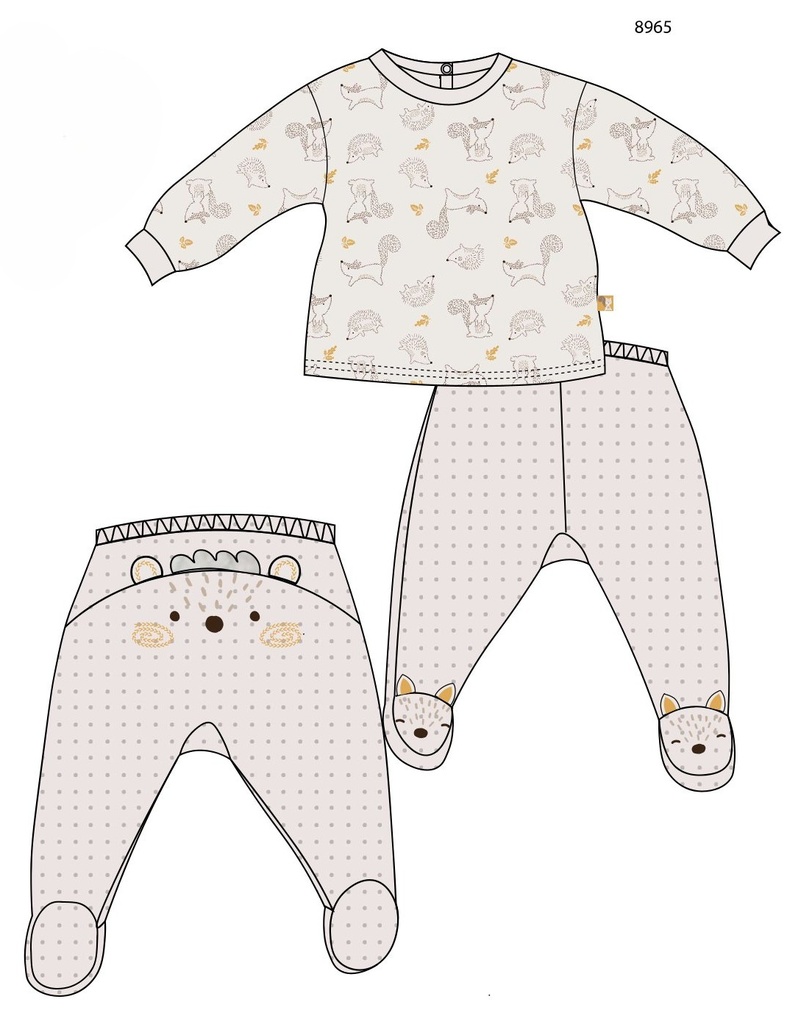 Picco Mini | Outfit Hedgehog Egel Pyjama Off White 2-delig