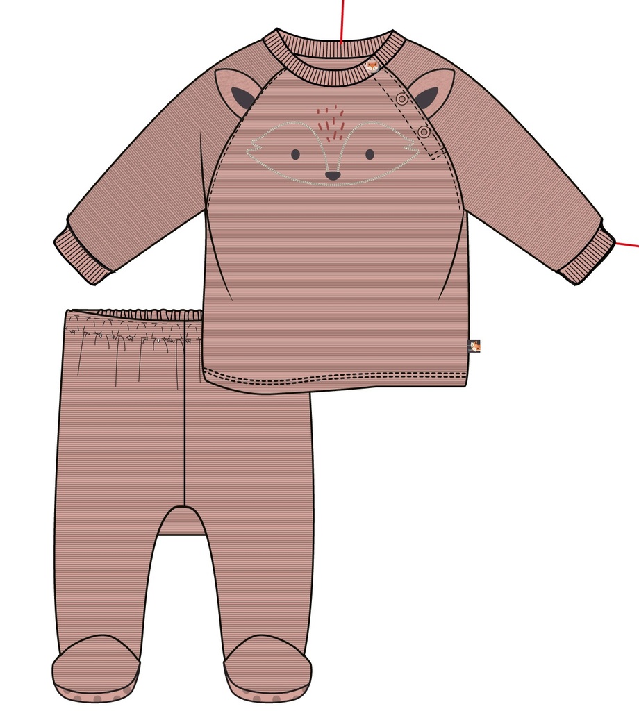 Picco Mini | Pyjama Fox & Bear Peach Beige 2-delig