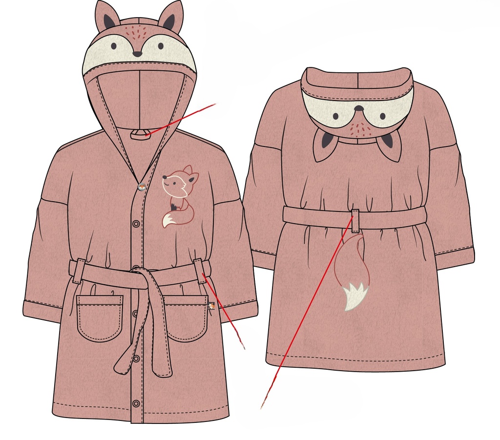 Picco Mini | Badjas Fox & Bear Peach Beige