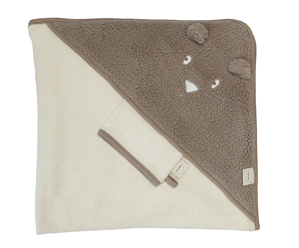 Pericles | Badcape met Washandje Bear Chocolate