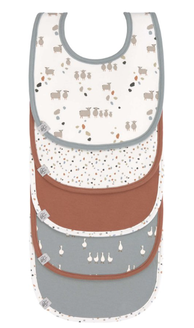 SLABBETJE, Tiny Farmer Sheep/Goose blue, Value Pack, aop ganzen, schapen en stippen, velcrosl, waterdicht, 5st, 2021