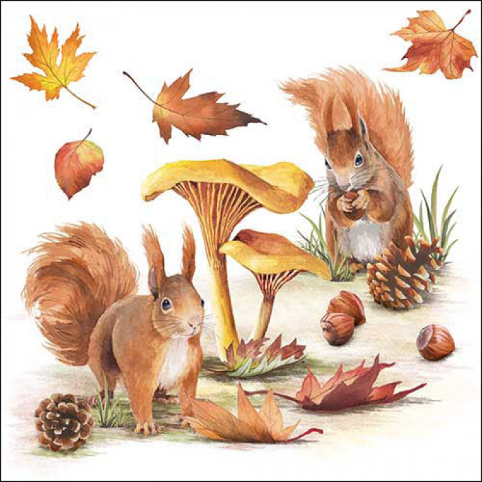 Ambiente | Servetten Squirrels Go Nuts 3-laags 100%FSC 33x33cm 20-pack