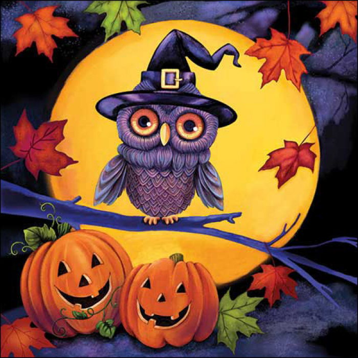 Ambiente | Servetten Halloween Owl 3-laags 100%FSC 33x33cm 20-pack