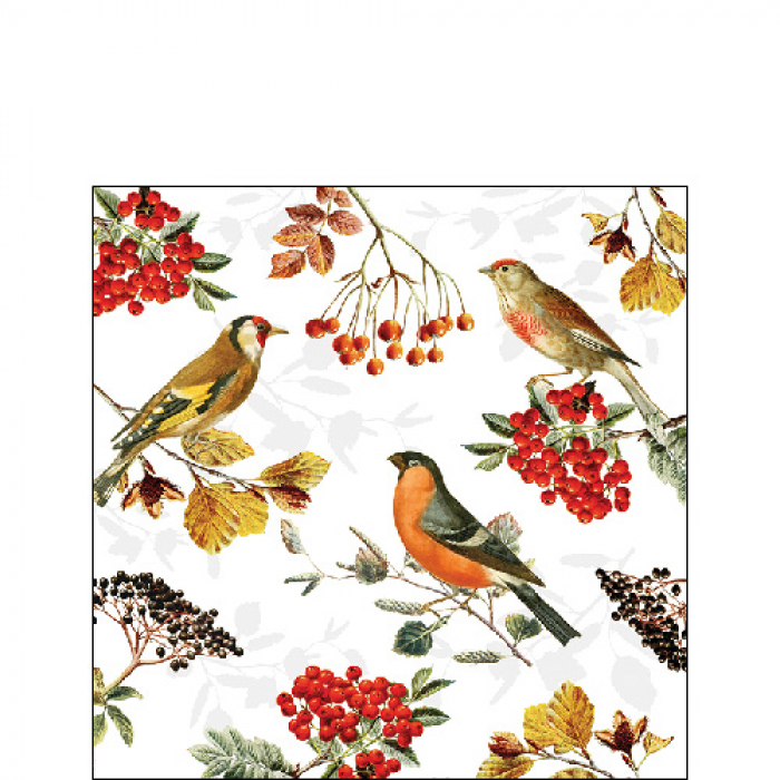 Ambiente | Servetten Autumn Birds 3-laags 100%FSC 25x25cm 20-pack
