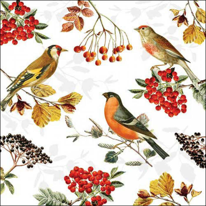Ambiente | Servetten Autumn Birds 3-laags 100%FSC 33x33cm 20-pack
