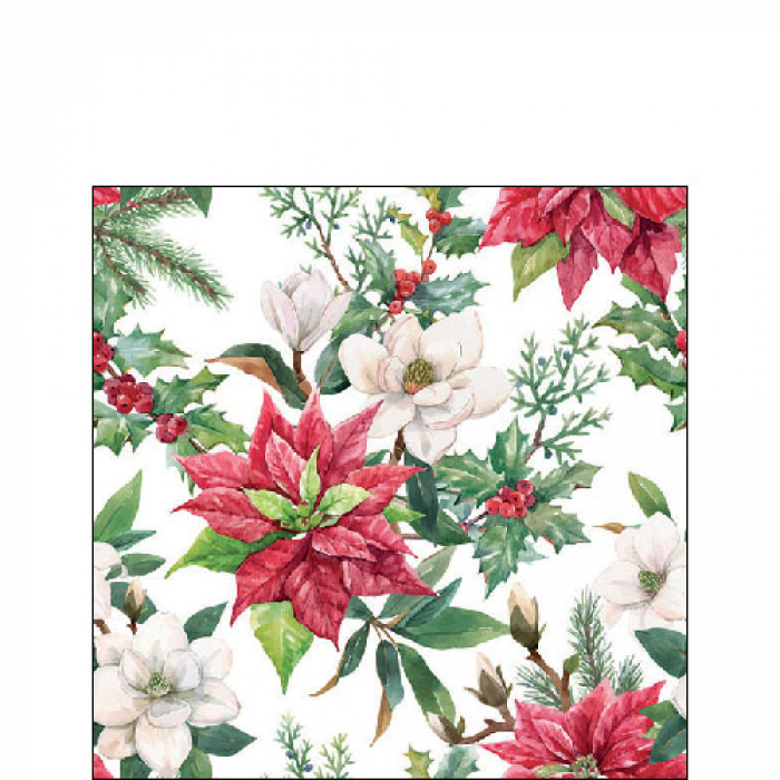 Ambiente | Servetten Christmas Florals 3-laags 100%FSC 25x25cm 20-pack